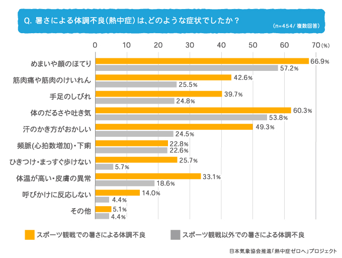 Q.暑さによる体調不良(熱中症)は、どのような症状でしたか？