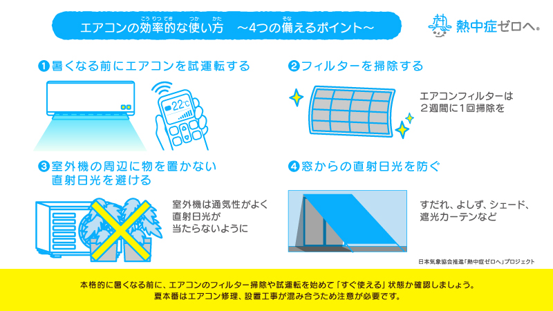 夏が来る前の備え：「試運転」や「フィルター掃除」を